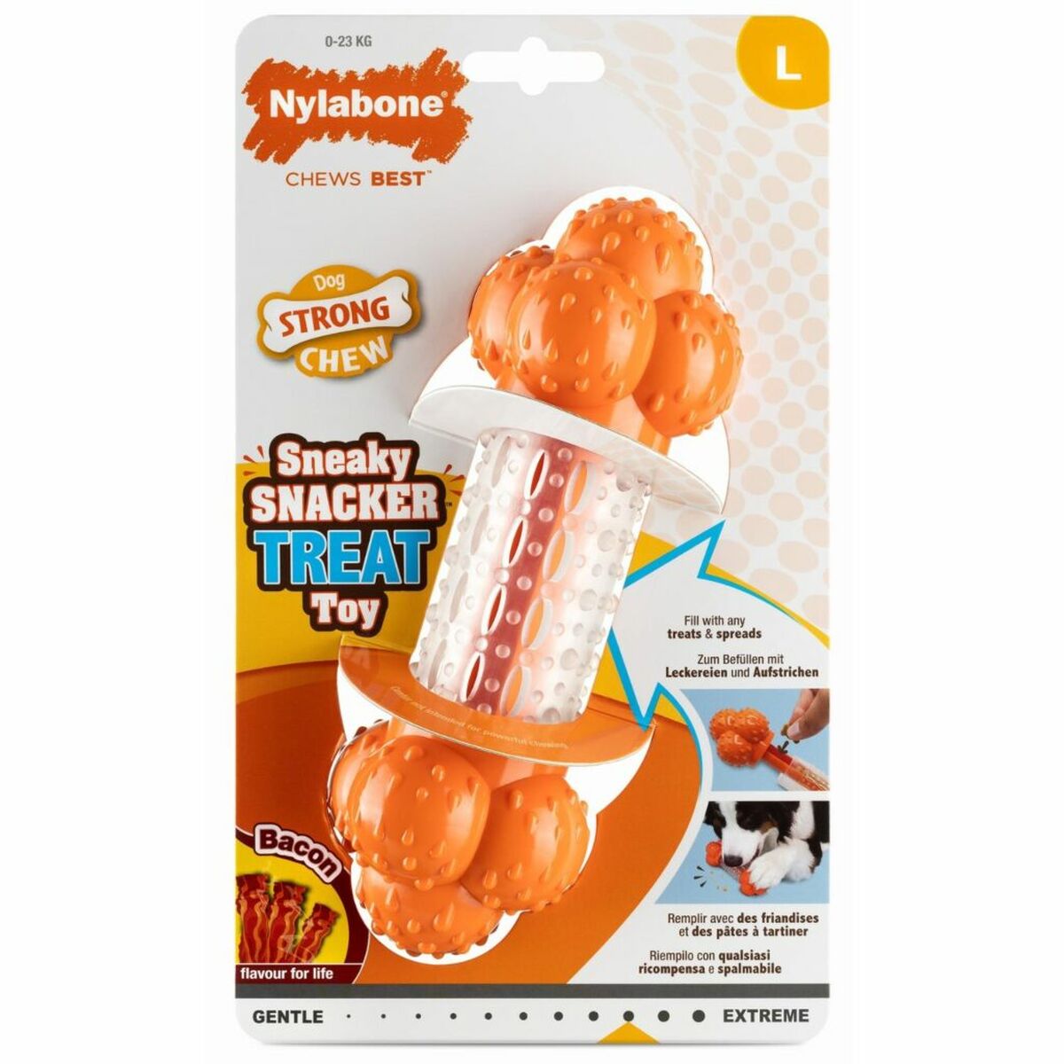 Dog chewing toy Nylabone Orange Bacon Artificial L Nylabone