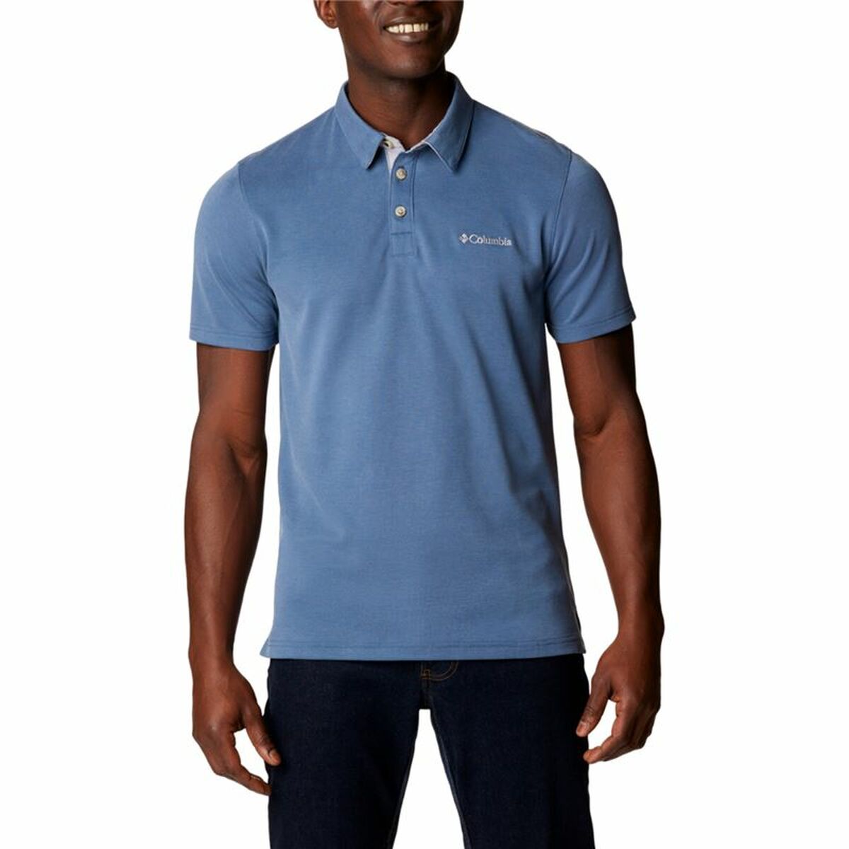 Men’s Short Sleeve Polo Shirt Columbia Nelson Point™ Indigo Columbia