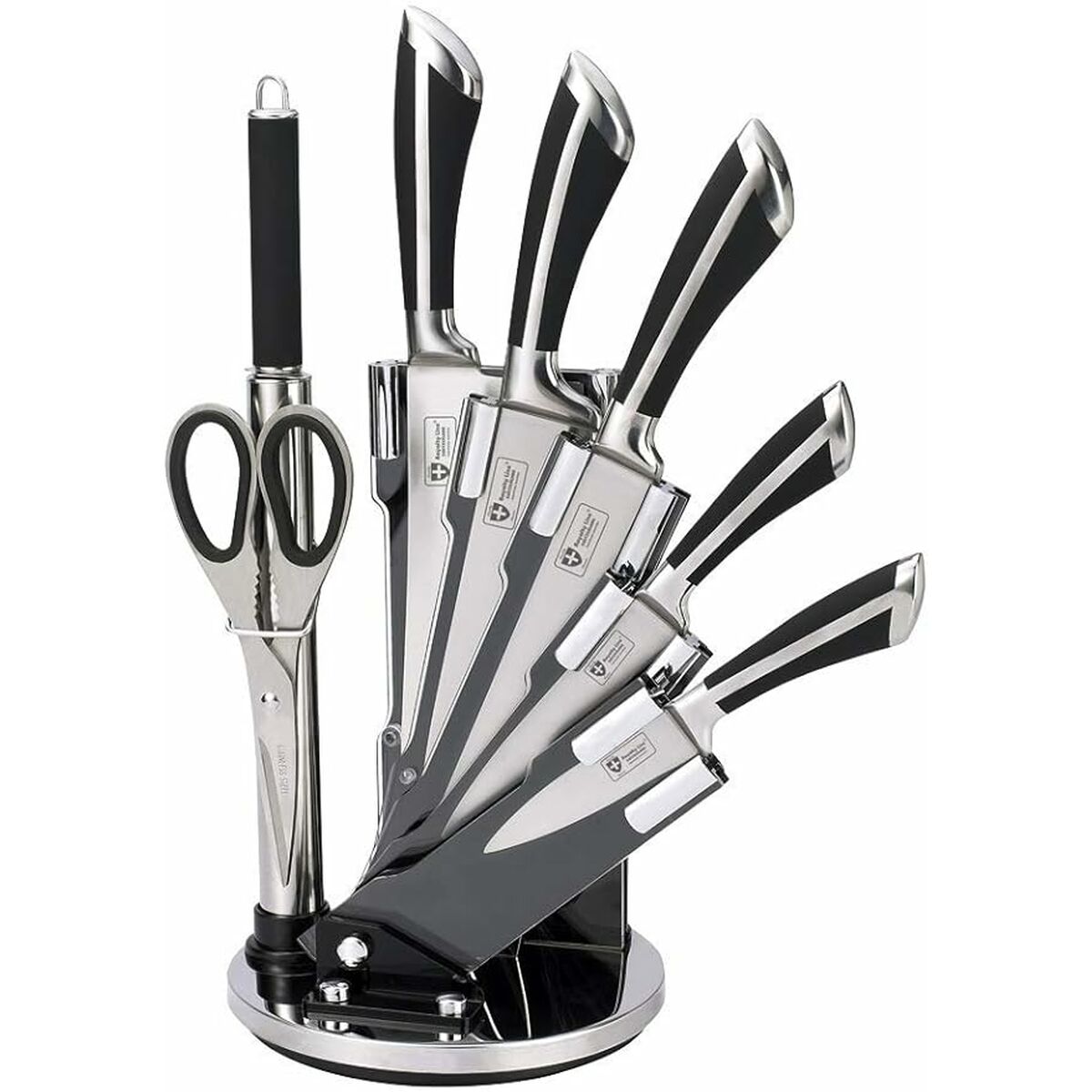 Set of Kitchen Knives and Stand Royalty Line Silver Stainless steel 15 x 15 x 35 cm Royalty Line