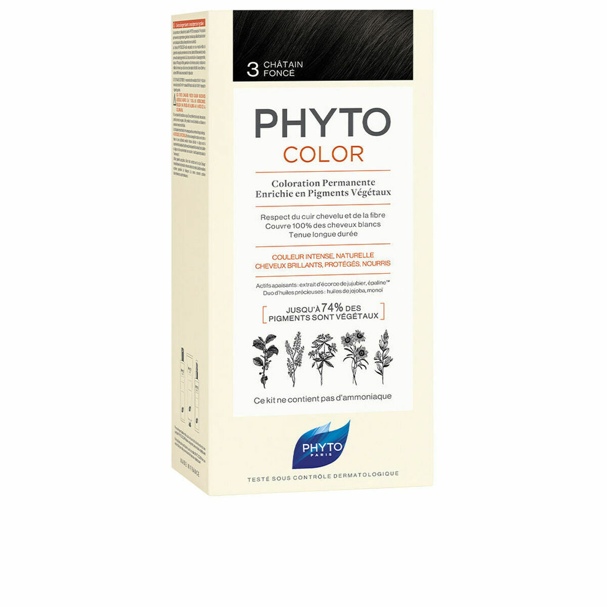 Permanent Colour PHYTO PhytoColor 3-castaño oscuro Ammonia-free Phyto Paris