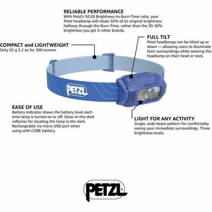 LED Head Torch Petzl E060AA01 Blue 300 Lm (1 Unit) Petzl