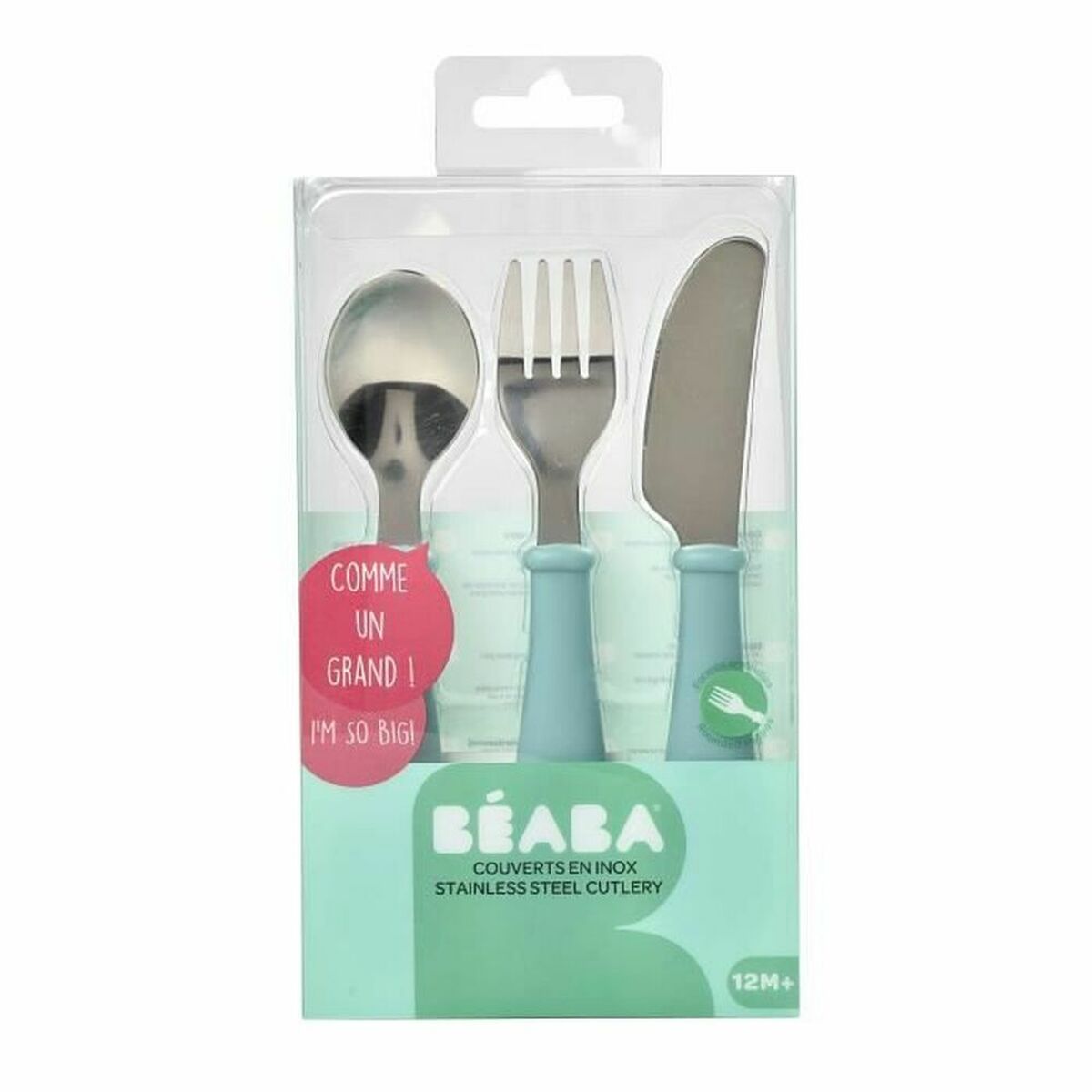 Pieces of Cutlery Béaba Blue Light Green Metal 3 Pieces Béaba