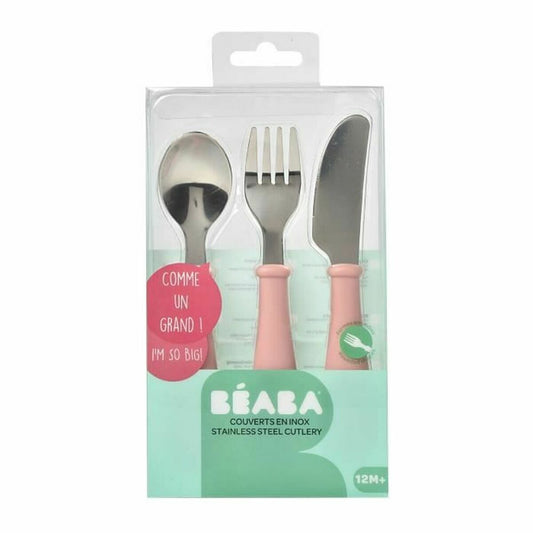 Pieces of Cutlery Béaba Pink Stainless steel 3 Pieces Béaba