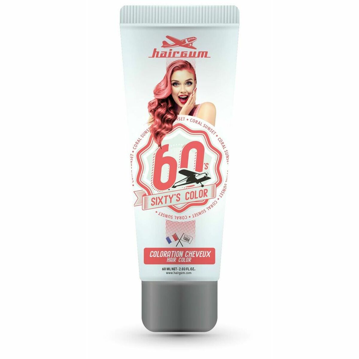 Semi-permanent Colourant Hairgum Sixty's Color coral sunset (60 ml)