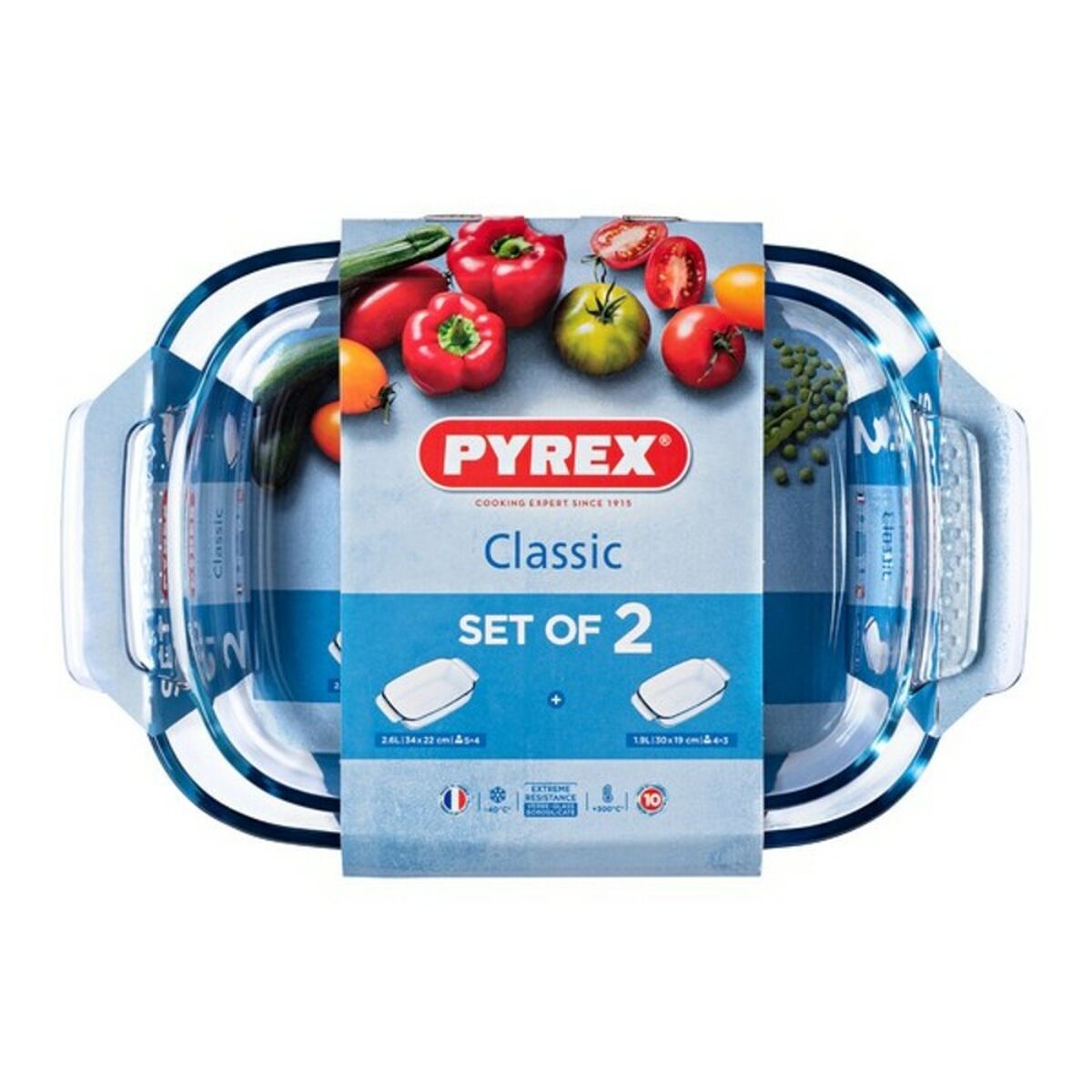 Set of Oven Dishes Pyrex Classic Transparent Borosilicate Glass (2 pcs) Pyrex