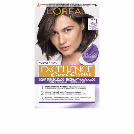 Permanent Colour Creme L'Oreal Make Up Excellence Cool 5.11-castaño claro ceniza intenso LOreal Make Up