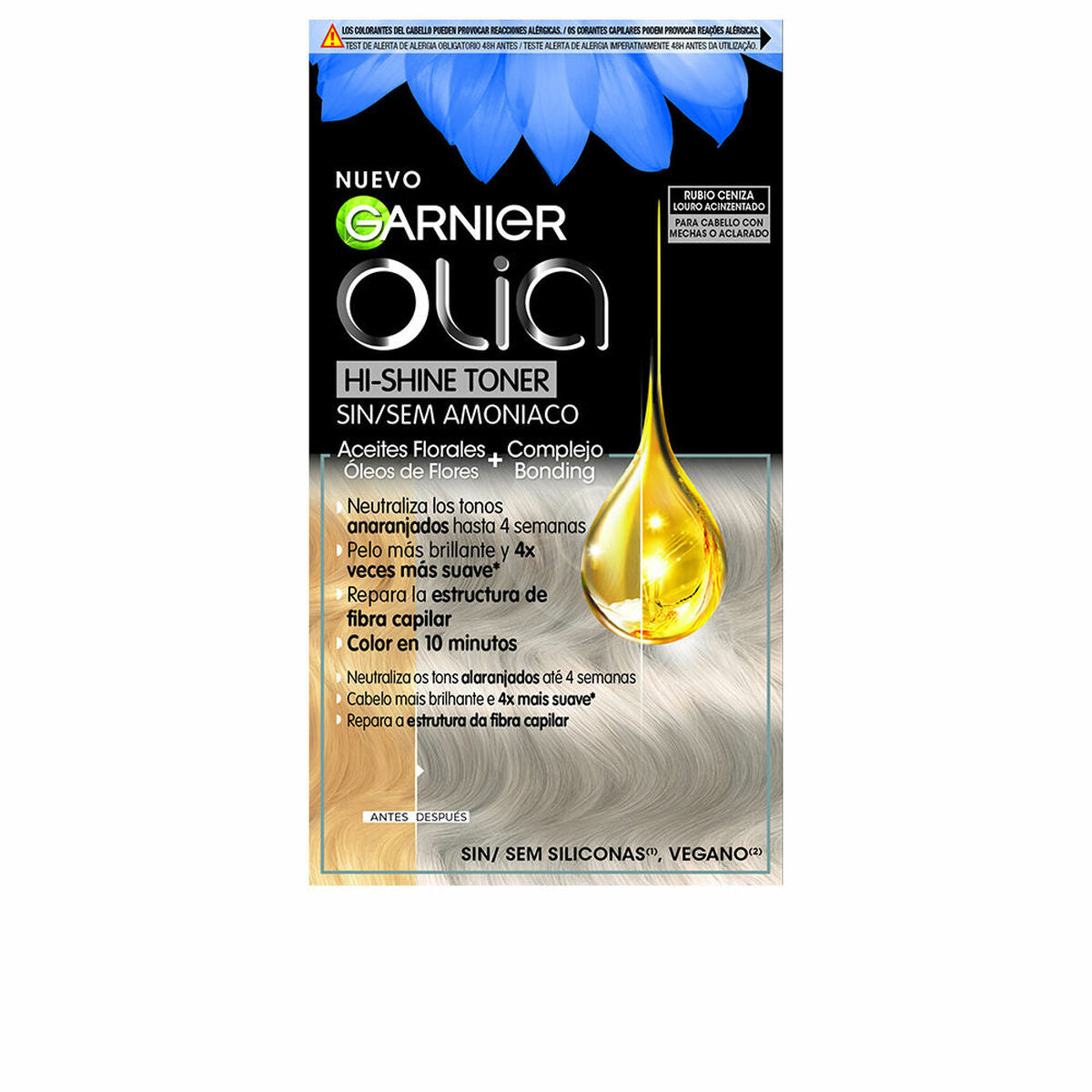 Semi-permanent Colourant Garnier Olia Hi-Shine Toner Ash Blonde Nº 9.1 Ammonia-free 3 Pieces Garnier