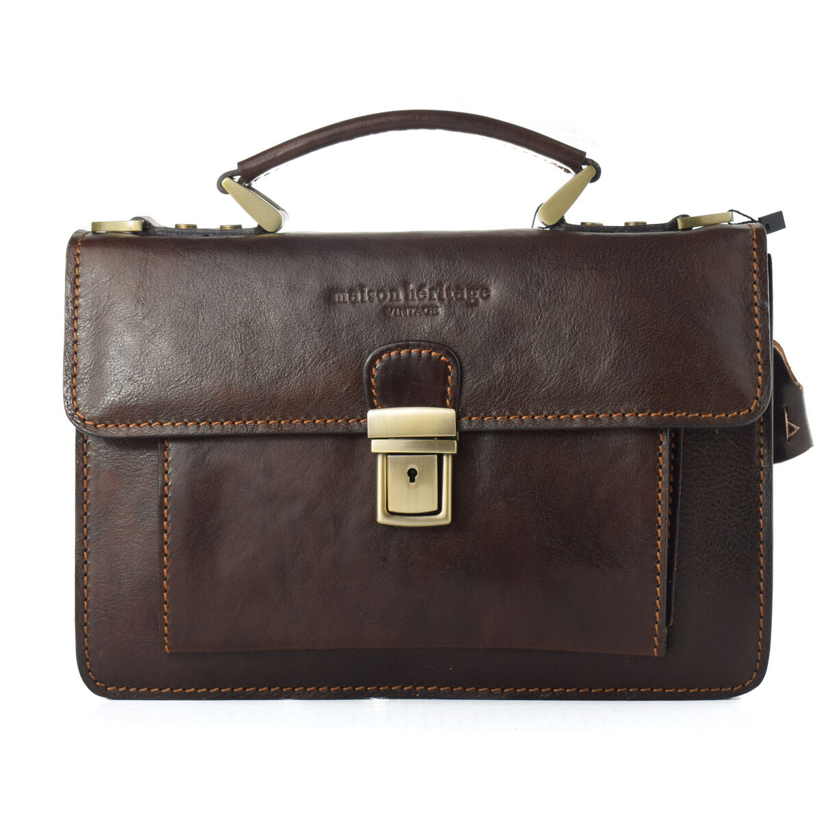 Women's Handbag Maison Heritage EDMOND-MARRON-FONCE Brown 26 x 18 x 8 cm Maison Heritage