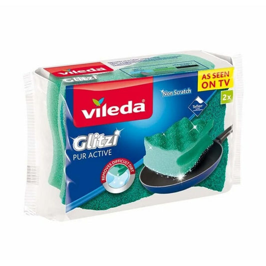 Scourer Vileda Glitzi Pur Active Green Polyurethane 60 x 4 x 90 cm (2 Units) Vileda