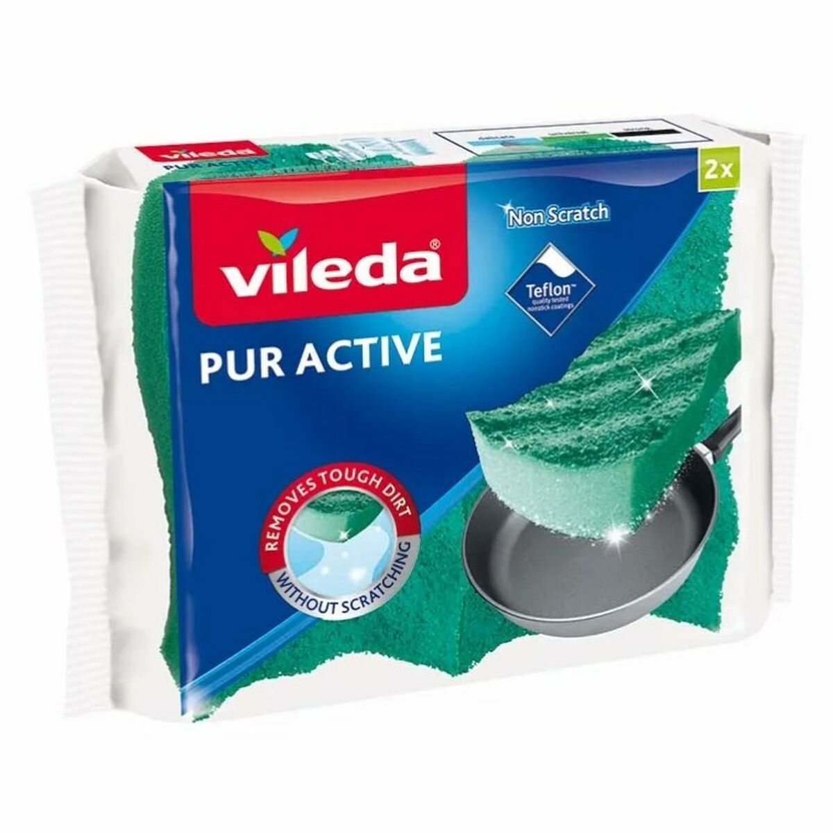 Scourer Vileda Pur Active Green Polyurethane (2 Units) Vileda