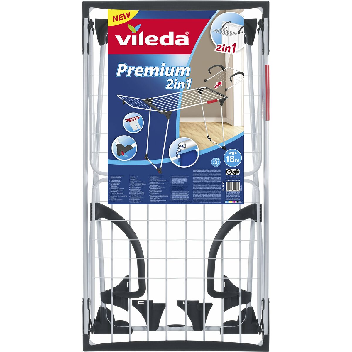 Clothes Line Vileda Premium Grey Steel 180 x 91 x 57 cm 2-in-1 Vileda