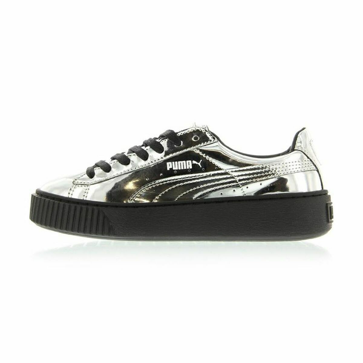 Sports Trainers for Women Puma Basket Platform Metallic Light grey Puma