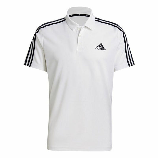 Men’s Short Sleeve Polo Shirt Adidas Primeblue 3 Stripes White Adidas