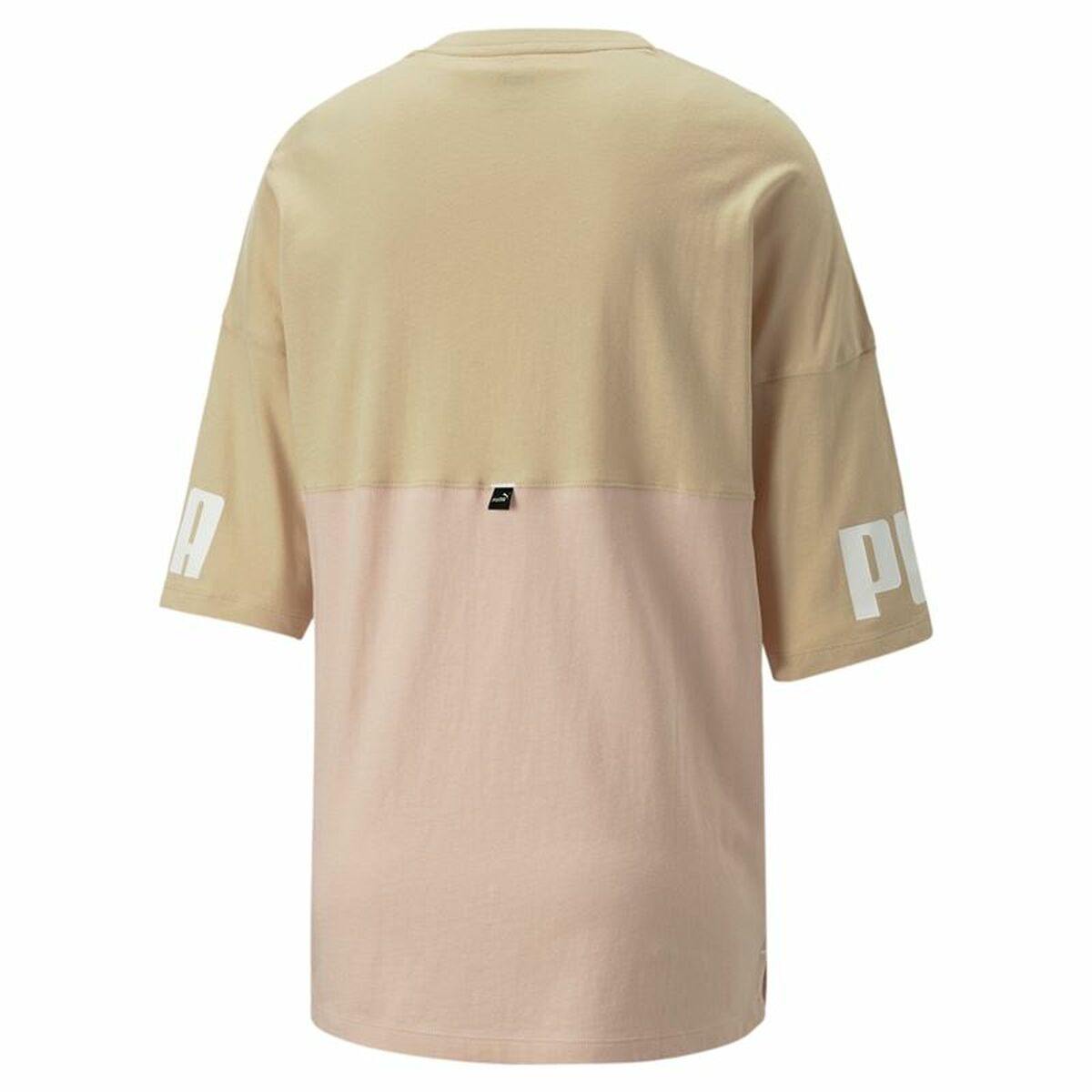 Women’s Short Sleeve T-Shirt Puma Colorblock Beige Puma