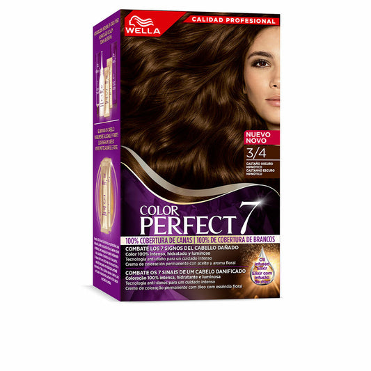 Permanent Dye Wella Color Perfect 7 Nº 3/4 Grey Hair Dark Brown 60 ml