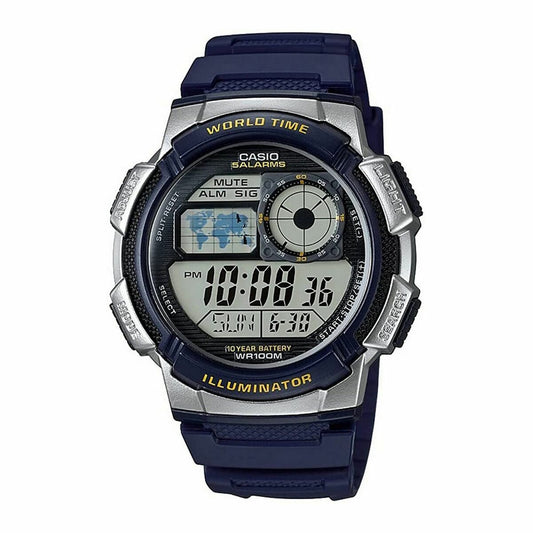 Men's Watch Casio WORLD TIME ILLUMINATOR - 5 ALARMS, 10 YEAR BATTERY Black Grey (Ø 40 mm) (Ø 43 mm) Casio