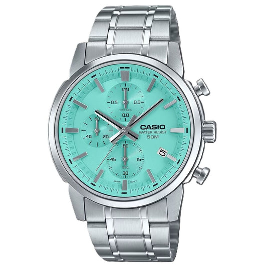 Men's Watch Casio CHRONO DATE SILVER AQUA