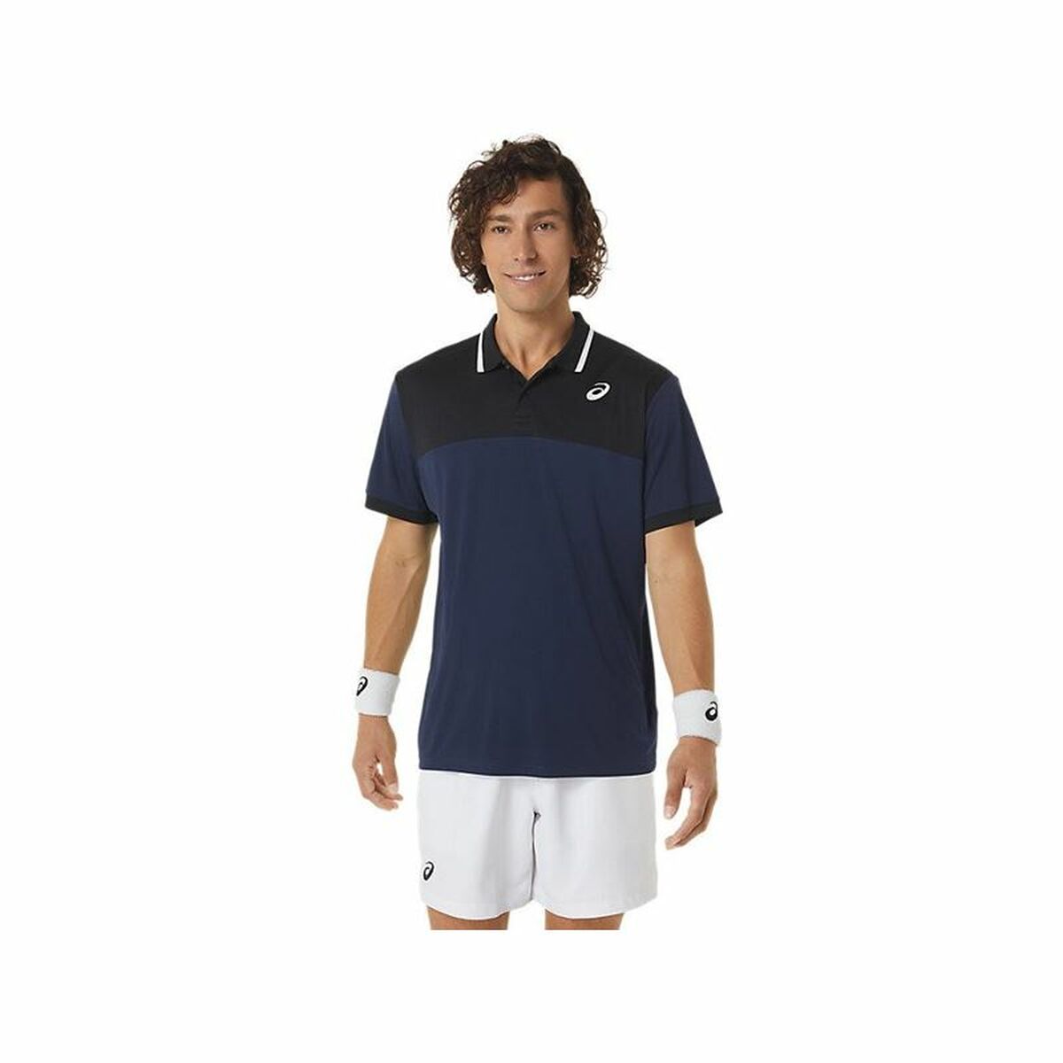 Men’s Short Sleeve Polo Shirt Asics Court Navy Blue Asics