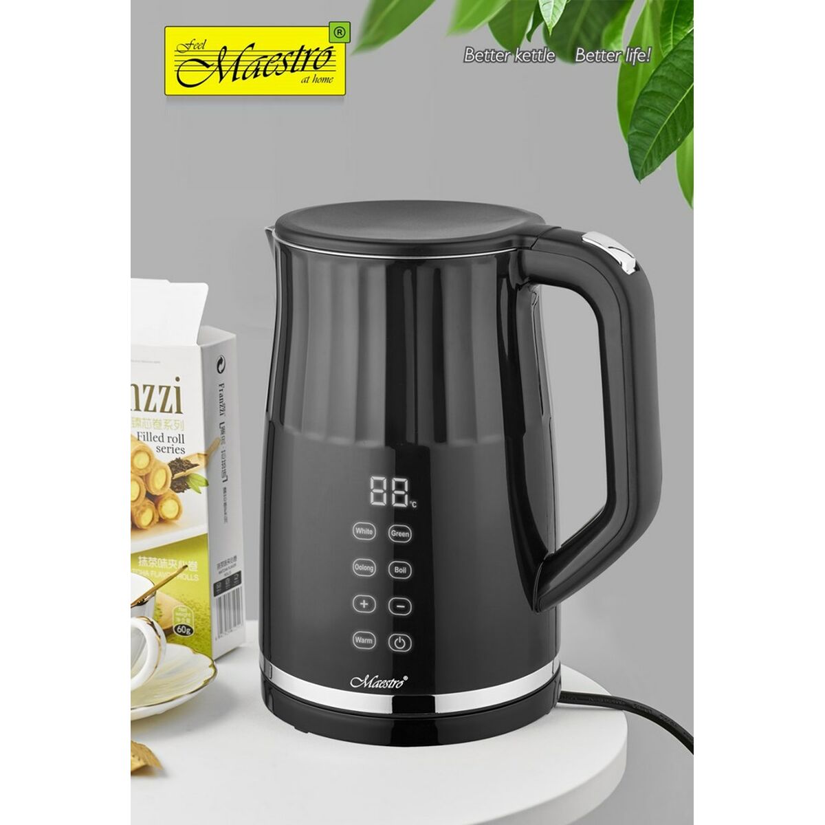 Kettle Feel Maestro MR-049 Black Transparent 2200 W 1,7 L Feel Maestro