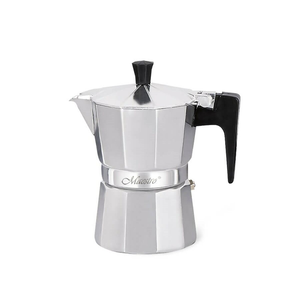 Italian Coffee Pot Feel Maestro MR-1666-3 Black Silver Aluminium 150 ml 3 Cups Feel Maestro