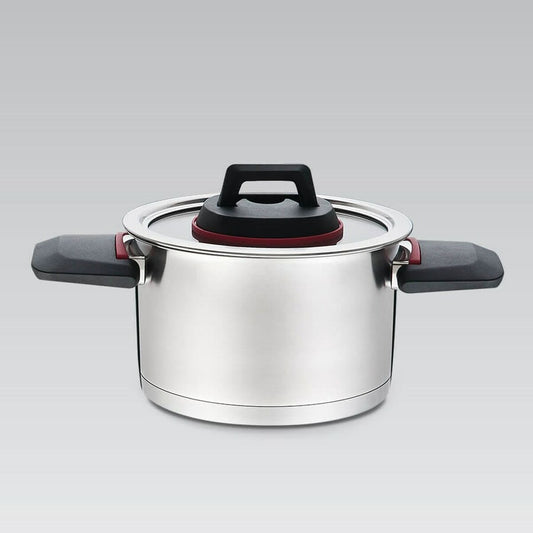 Casserole with Lid Feel Maestro MR-3530-22 Red Black Steel Stainless steel Plastic Ø 22 cm 4,2 L Feel Maestro