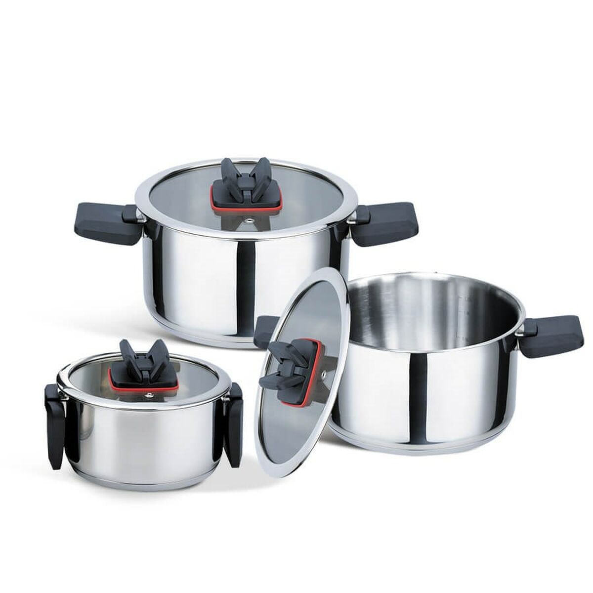 Saucepans Feel Maestro MR-3531-6 Black Steel 6 Pieces Feel Maestro