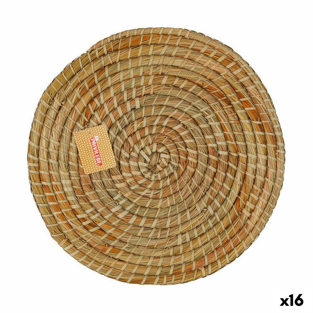 Table Mat Privilege Korne Brown wicker Ø 35 cm (16 Units) Privilege