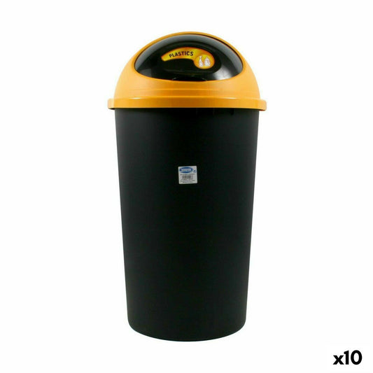 Rubbish Bin Tontarelli Big hoop Yellow Black 50 L (10 Units) Tontarelli