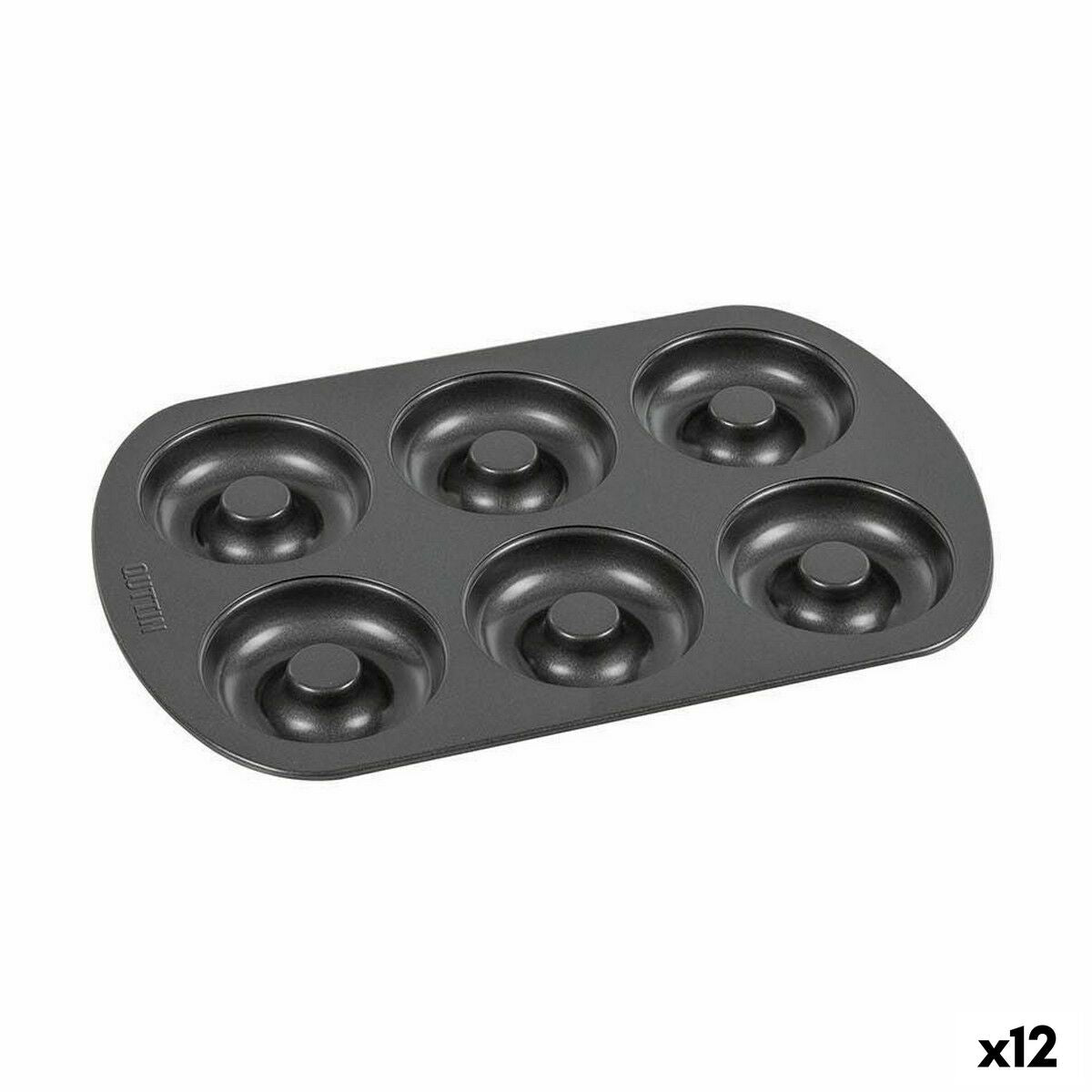 Oven Mould Quttin Doughnuts Carbon steel Black 32 x 21 x 2,3 cm (12 Units) Quttin