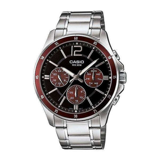 Men's Watch Casio MULTIFUNCTION CALENDAR - BLACK & BORDEAUX (Ø 43,5 mm) Casio