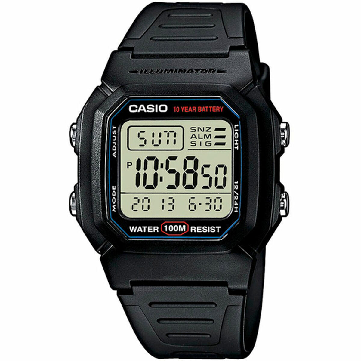 Men's Watch Casio Bruni Basics-Clear W-800H-1AVES Alarm Stopwatch Alarm Clock Casio