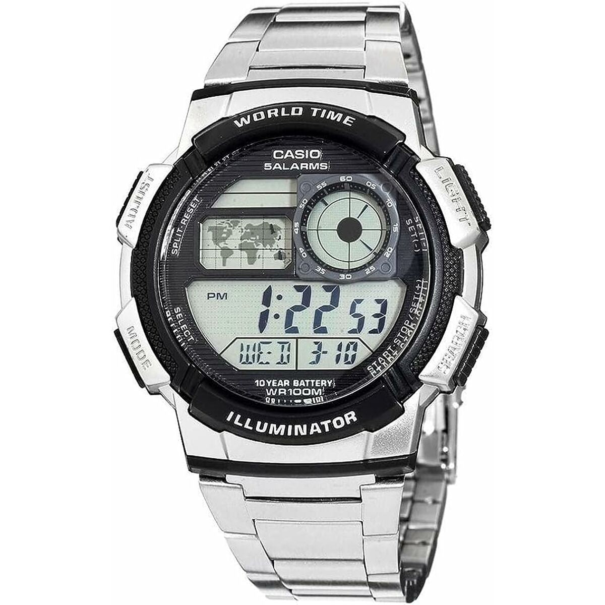 Men's Watch Casio AE-1000WD-1AVEF Digital Acrylic Black Grey Silver (Ø 45 mm) Casio