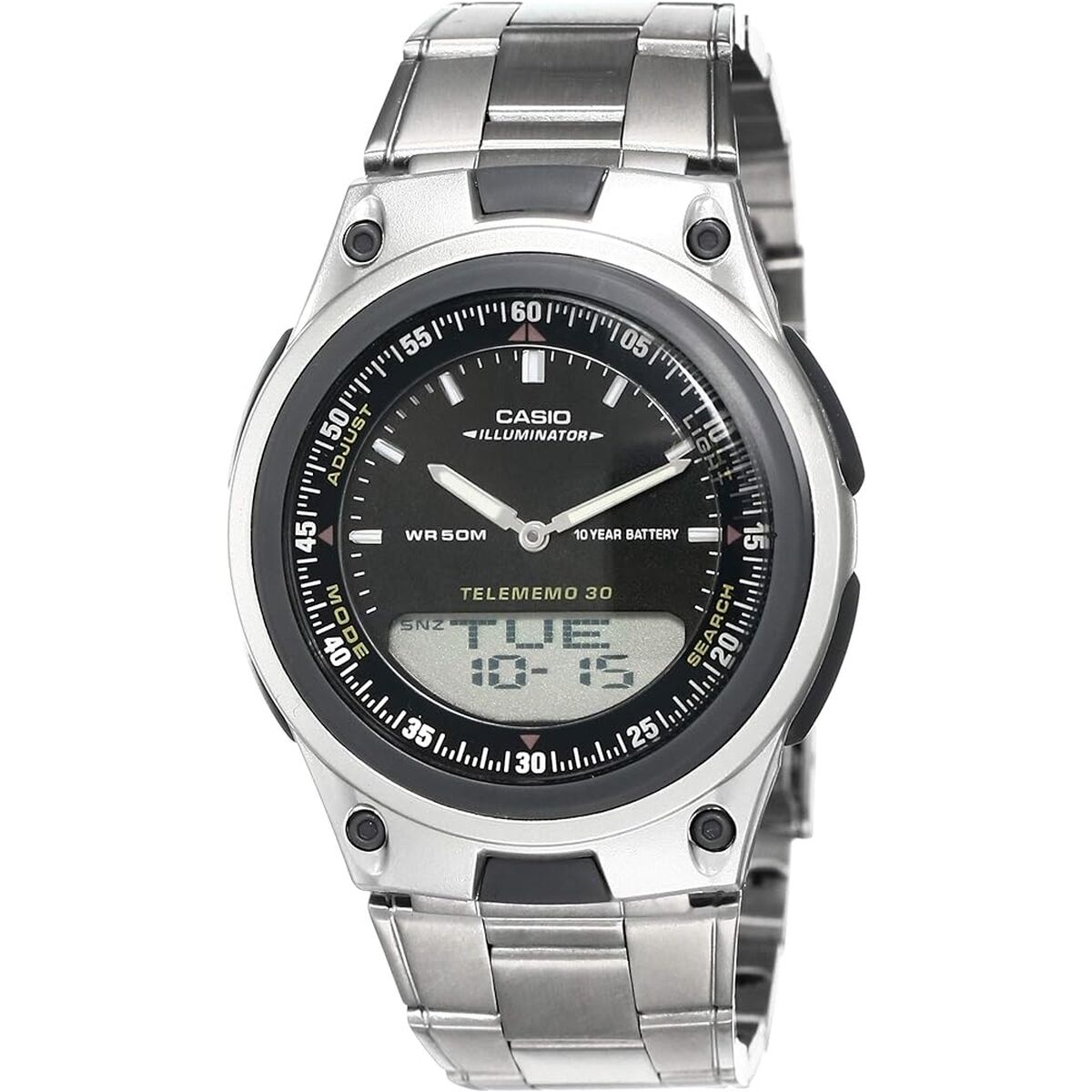 Men's Watch Casio ILLUMINATOR TELEMEMO 30 Black Silver (Ø 40 mm) Casio