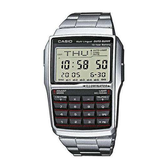 Men's Watch Casio DATABANK CALCULATOR STEEL Black Silver Casio