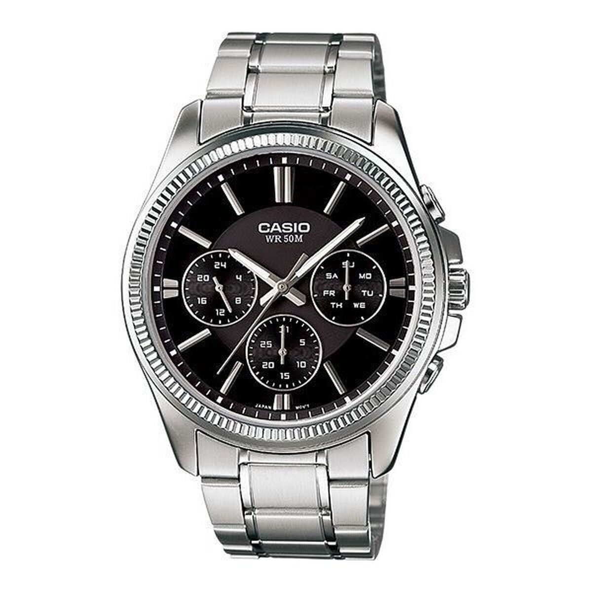 Reloj de hombre Casio ENTICER GENT Negro Plata (Ø 35 mm)