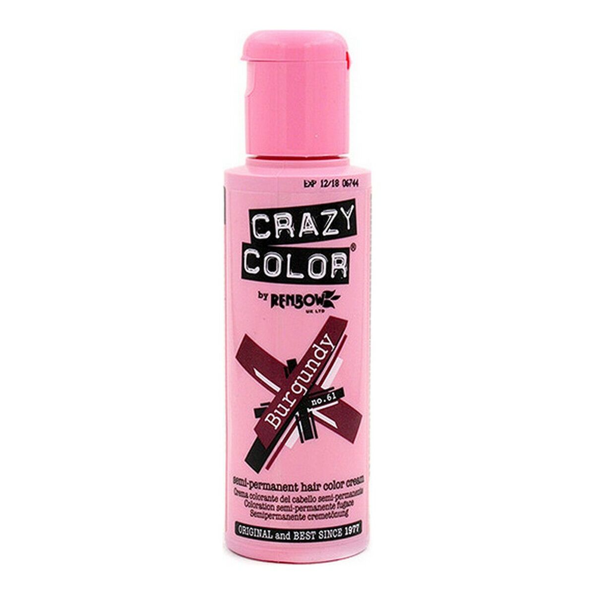 Semi-Permanent Tint Burgundy Crazy Color Nº 61 (100 ml) Crazy Color