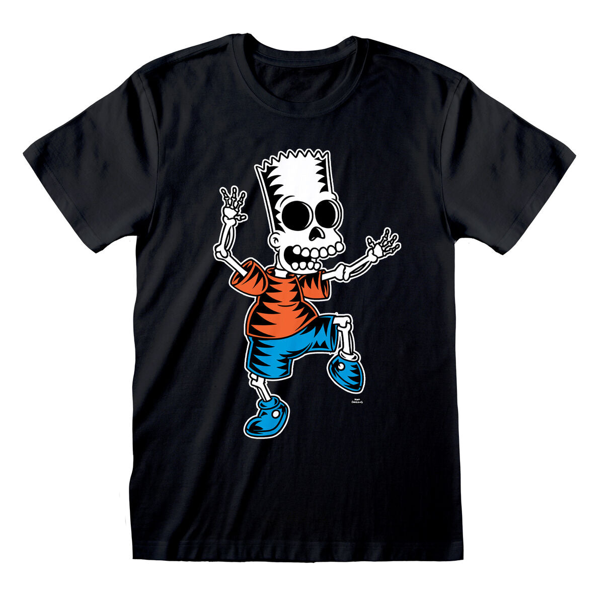 Short Sleeve T-Shirt The Simpsons Skeleton Bart Black Unisex The Simpsons