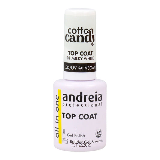 Nail Polish Fixer Andreia Cotton Candy Top Coat Nº 01 Milky White 10,5 ml Andreia