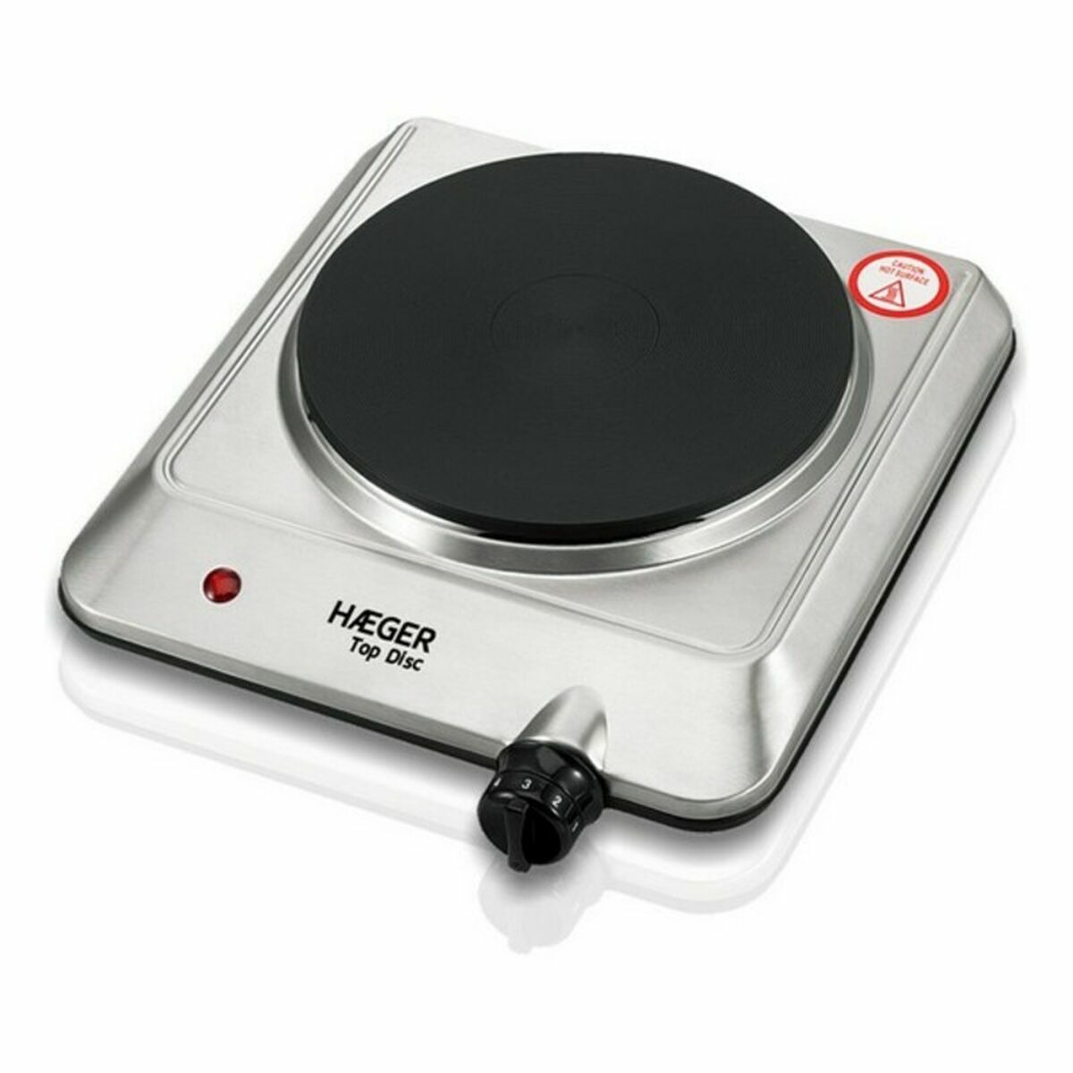 Electric Hot Plate Haeger HP-01S.014A Stainless steel 1 Stove Black Silver 1500W Haeger