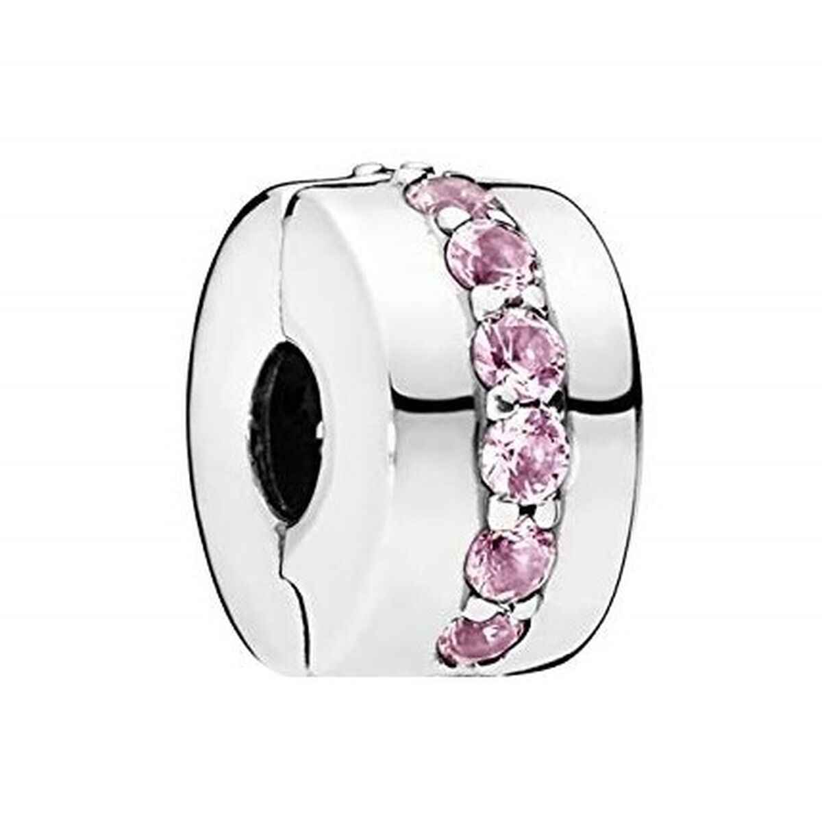 Woman's charm link Pandora PINK SPARKLING ROW CLIP Pandora