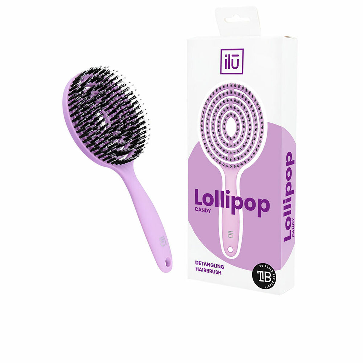 Detangling Hairbrush Ilū Lollipop Purple Ilū