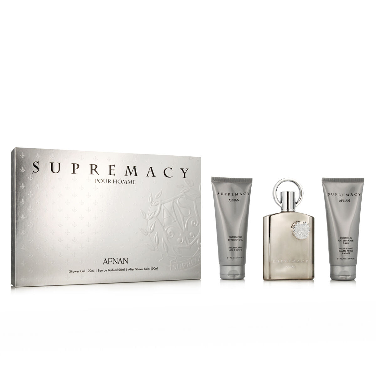 Men's Perfume Set Afnan Supremacy Silver EDP 3 Pieces Afnan