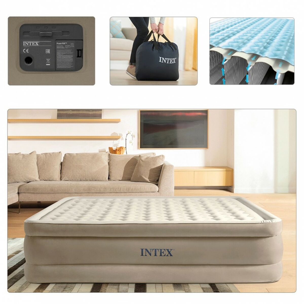 Inflatable Mattress Intex Queen Ultra Plush Fiber-Tech 152 x 46 x 203 cm Intex