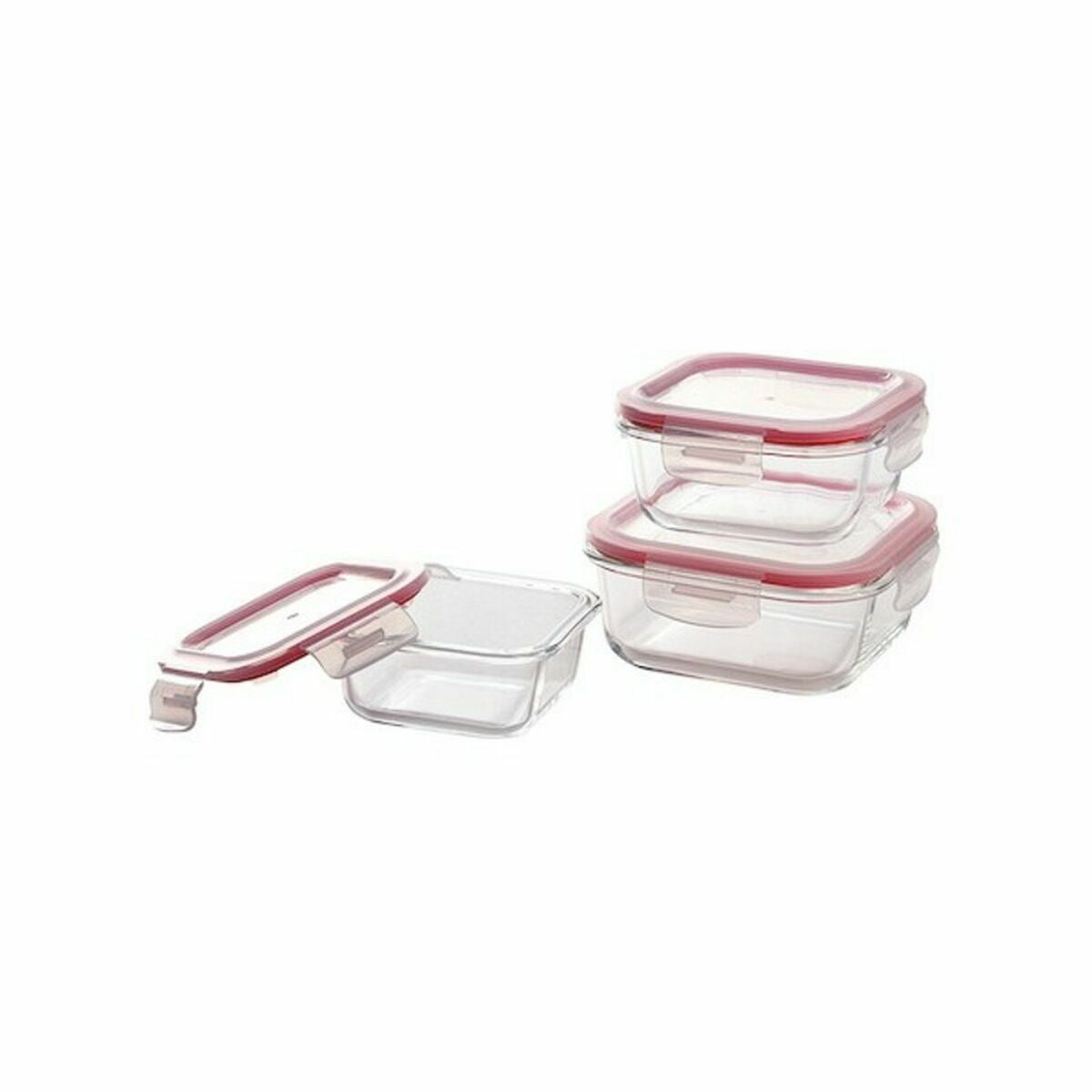 Set of lunch boxes Bergner Q4052 Squared Borosilicate Glass (3 pcs) Bergner