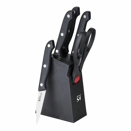 Set of Kitchen Knives and Stand San Ignacio SG-4181 Black Stainless steel 6 Pieces San Ignacio