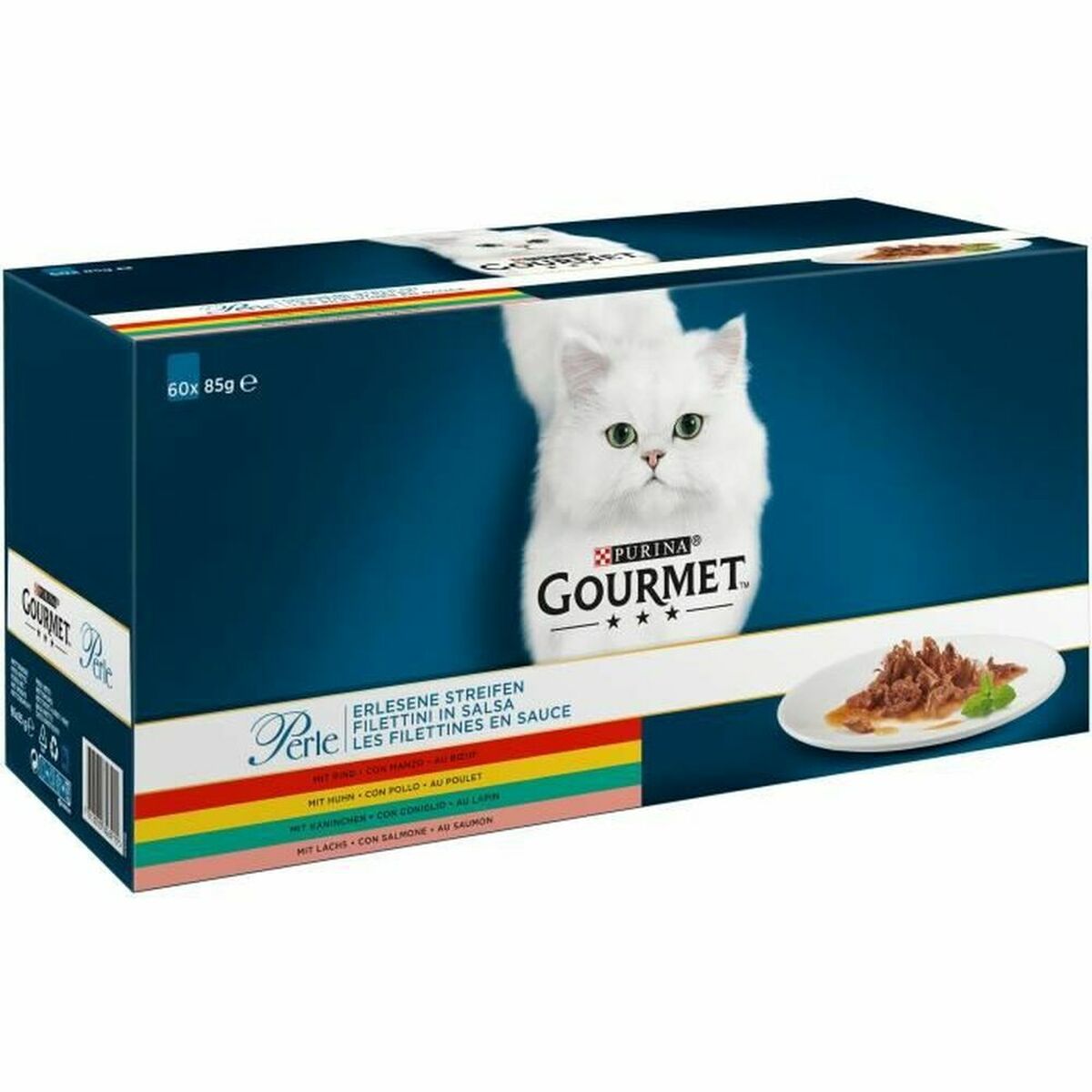 Cat food Gourmet Perle Mix Chicken Salmon Fish Veal Rabbit 60 x 85 g Gourmet