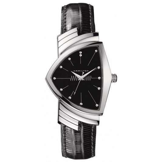 Men's Watch Hamilton VENTURA SS BLACK DIAL - BLACK LEATHER STRAP Hamilton