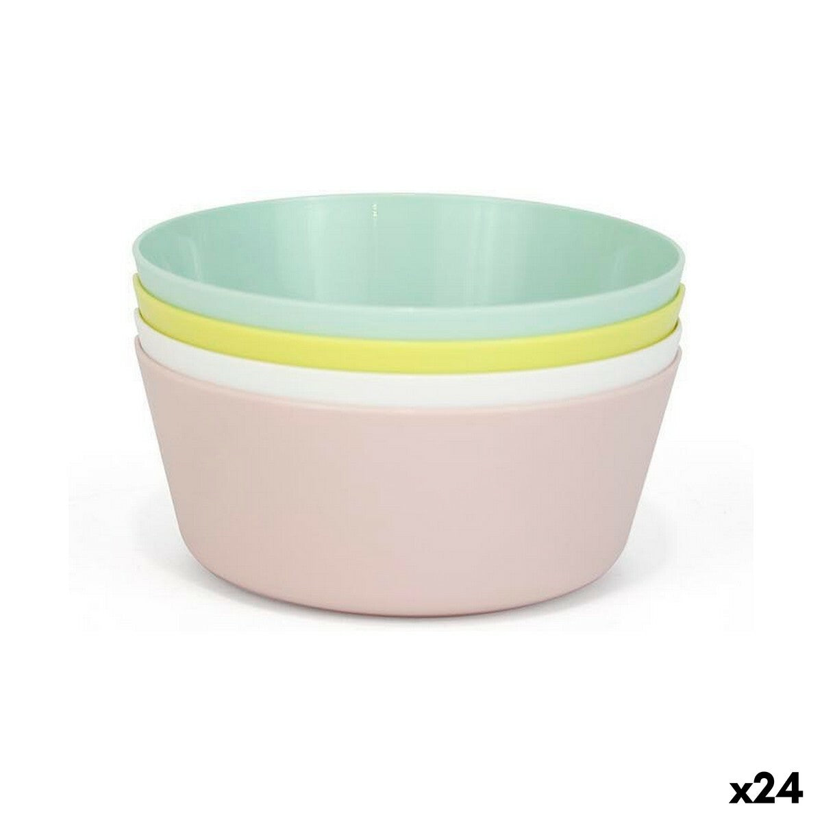 Set of bowls Dem Multicolour 4 Pieces Plastic 12 x 12 x 5 cm (4 Pieces) (24 Units) Dem