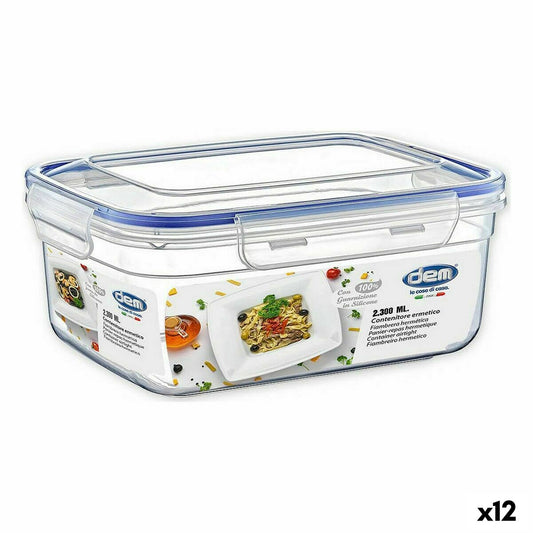 Hermetic Lunch Box Dem Rectangular 2,3 L 24 x 18 x 10 cm (12 Units) Dem