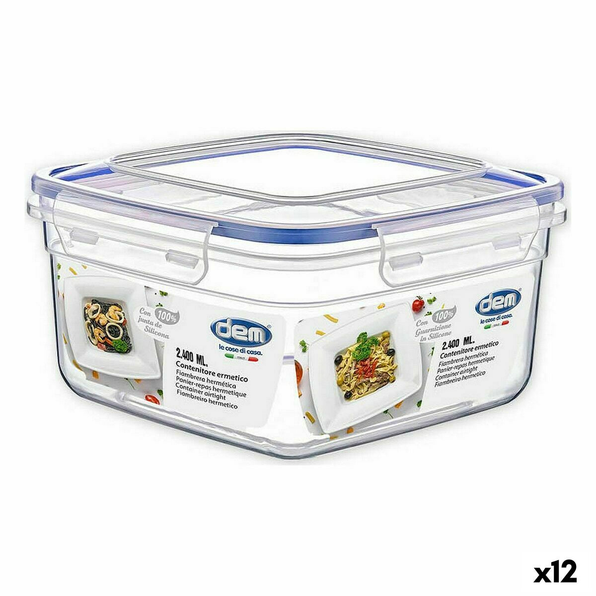 Hermetic Lunch Box Dem 2,4 L 21 x 21 x 11 cm (12 Units) Dem